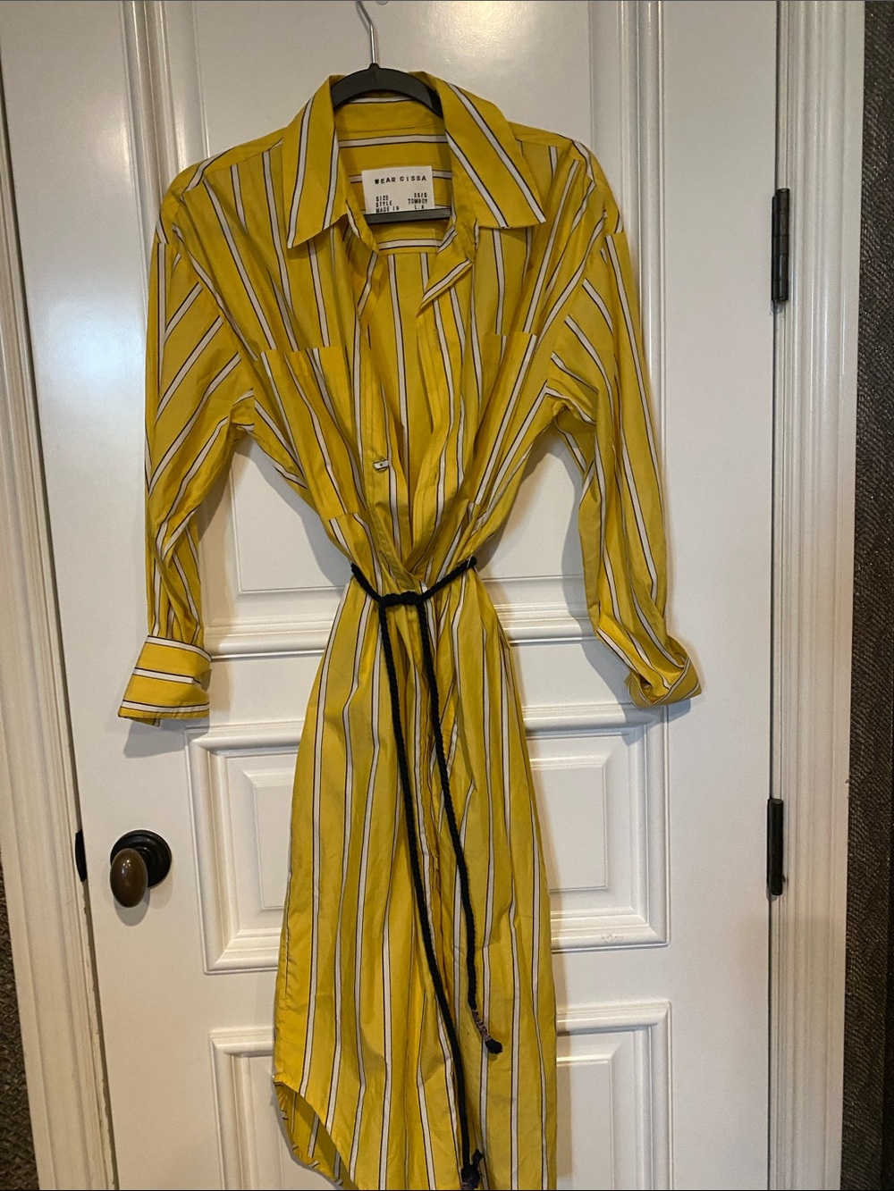 Vero Moda Yellow Striped Button-Down Shirt Dress